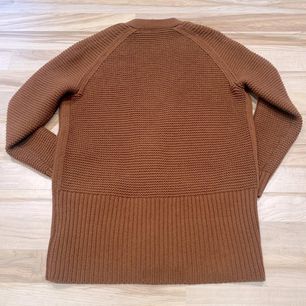 Vince Chunky Knit Wool Cashmere V-Neck Cardigan Sweater - Rust Orange, Size M - Picture 8 of 15